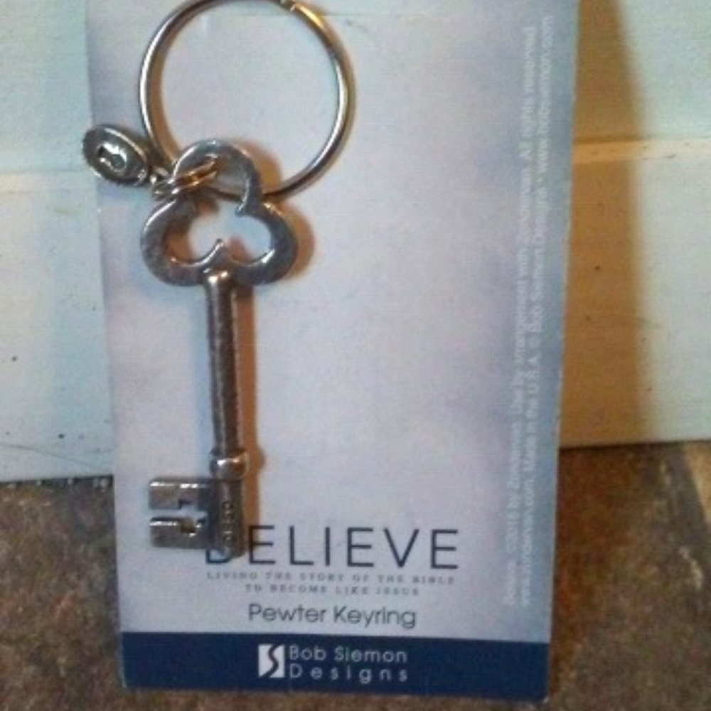 Believe pewter keyring - brand new - Bob Siemon Designs